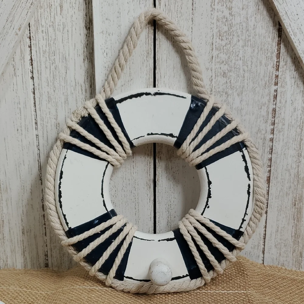 Wood Life Preserver Wall Decor Nautical Beach Coastal Wall Hanging & Wood Fish